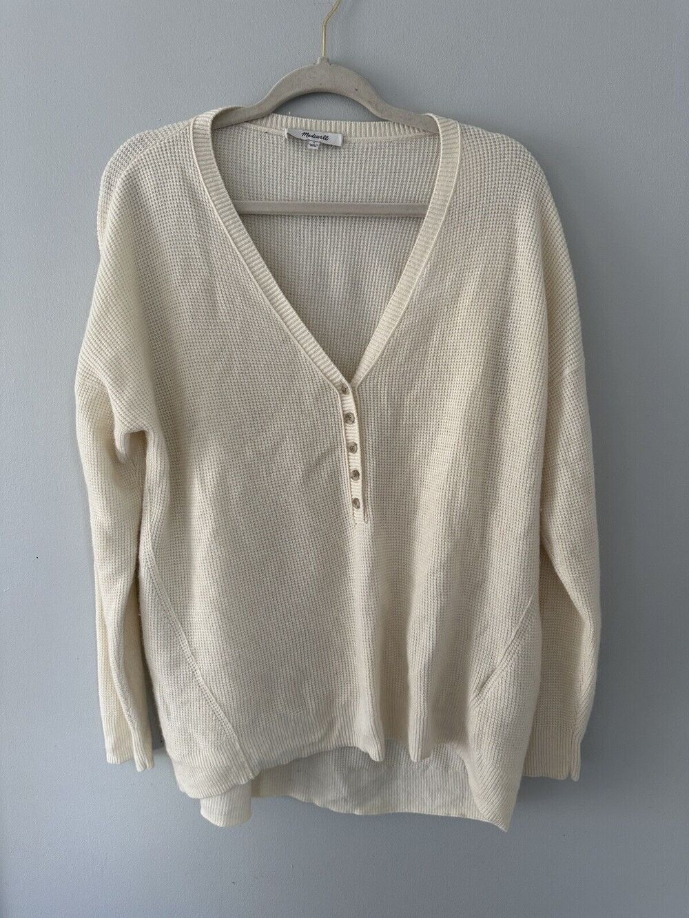 Madewell Women's Asherton Waffle Henley Sweater size S